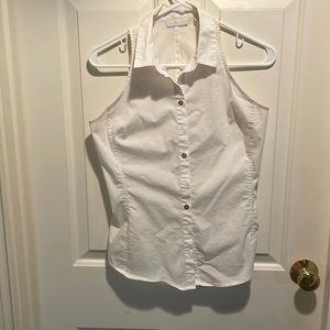 Women's x-sm sleeveless white top